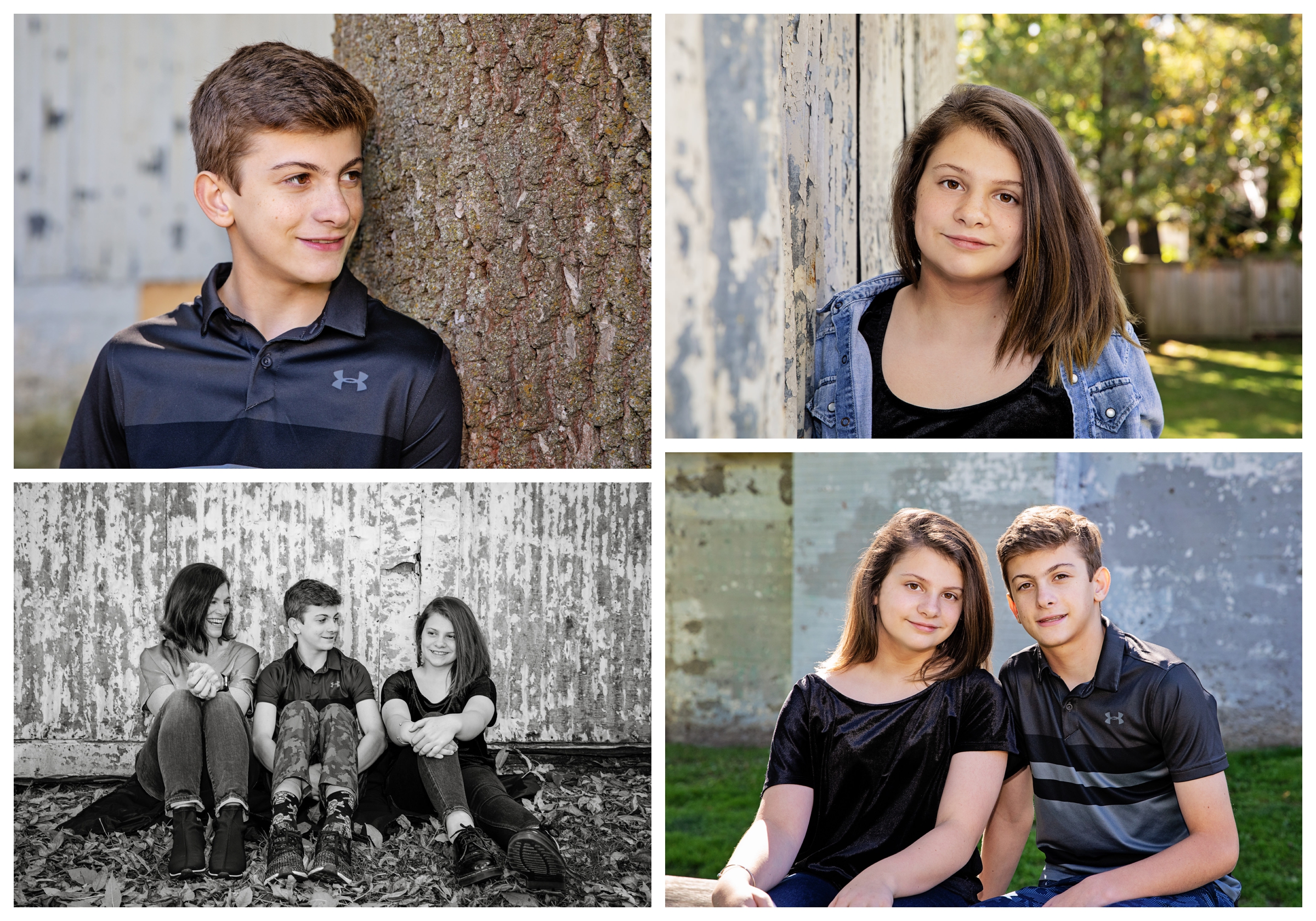 Collage of photos from fall family photo session in oakville park
