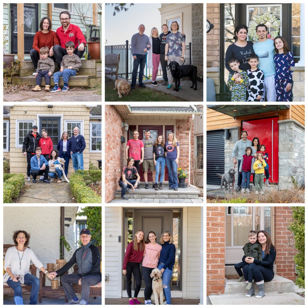 Oakville Family Photos on Front Steps in COVID Isolation