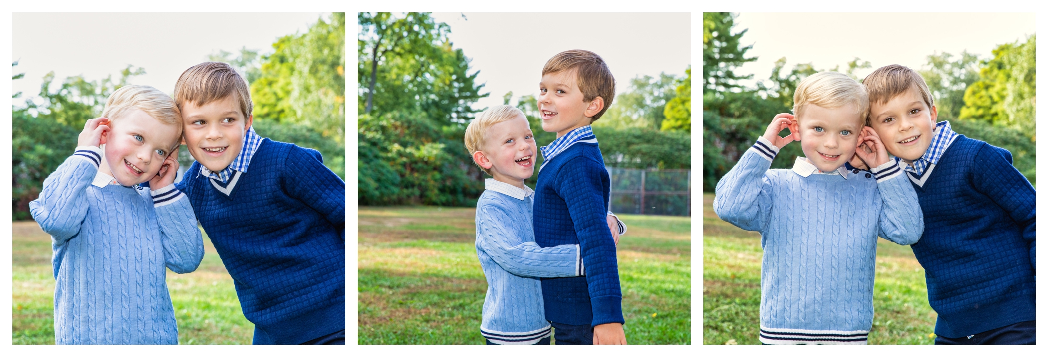 two boys playing games in oakville park in family photo shoot